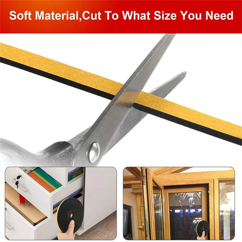 1In*1/2In*20Ft High Density Foam Weather Stripping EVA Door Seal Strip 1mm 1.5mm 2mm