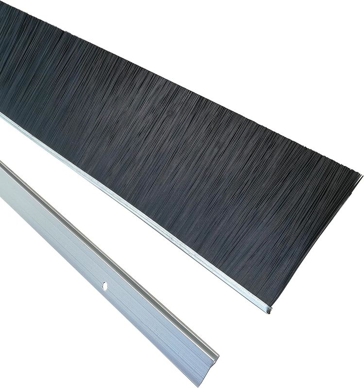 F Type Aluminium alloy base Soft Rubber Door Bottom Brush Strip Screw Fixation