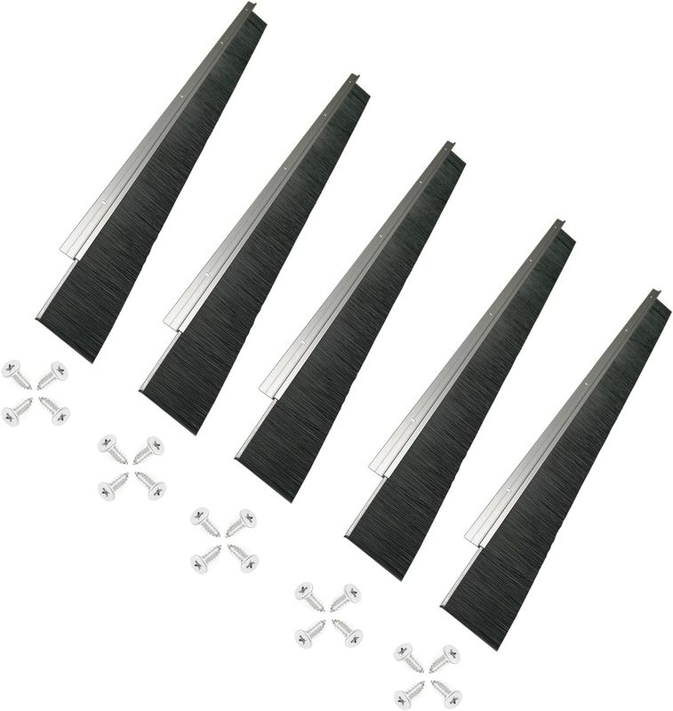 F Type Aluminium alloy base Soft Rubber Door Bottom Brush Strip Screw Fixation
