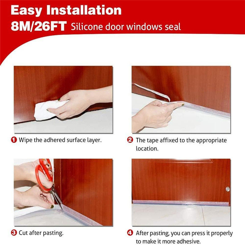 Door Strip Bottom For Doors Silicone Sealing Sticker Adhesive For Doors And Windows